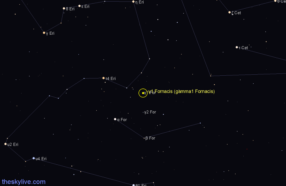 Finder chart γ1 Fornacis (gamma1 Fornacis) star