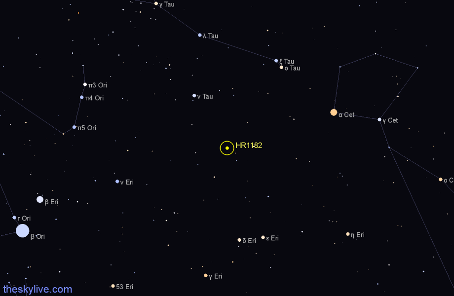 Finder chart HR1182 star