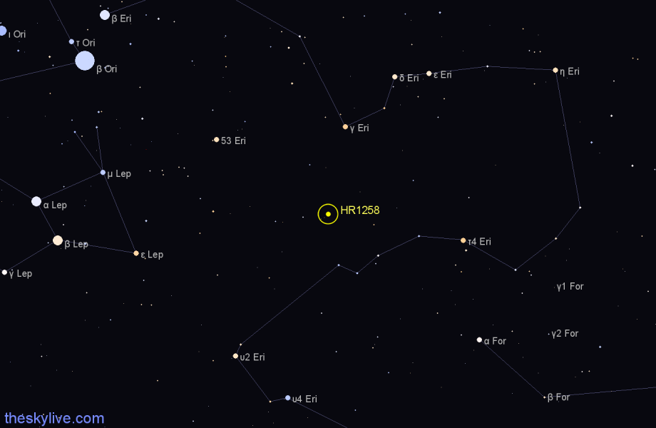 Finder chart HR1258 star