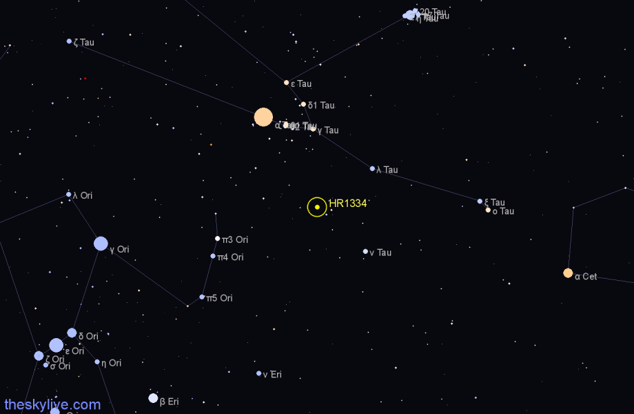 Finder chart HR1334 star