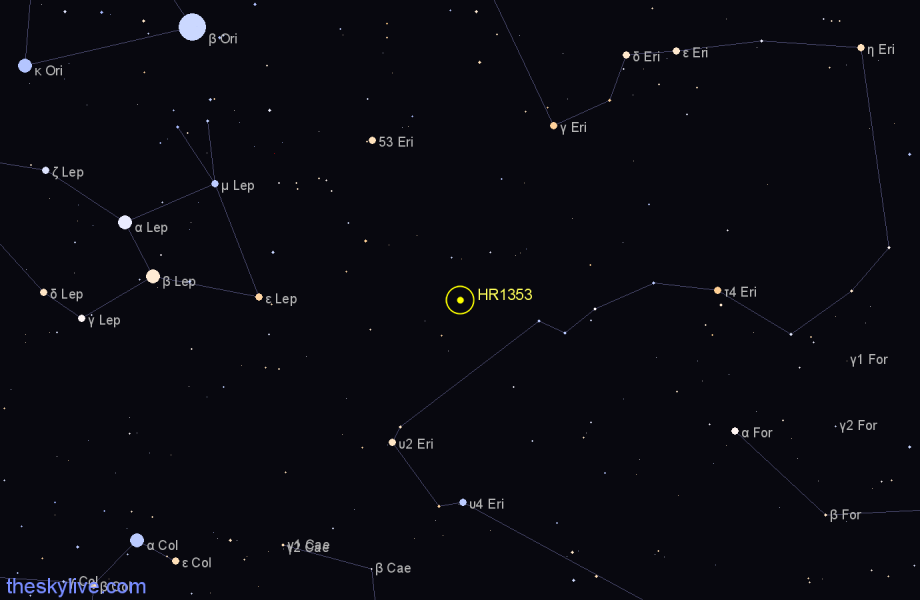 Finder chart HR1353 star