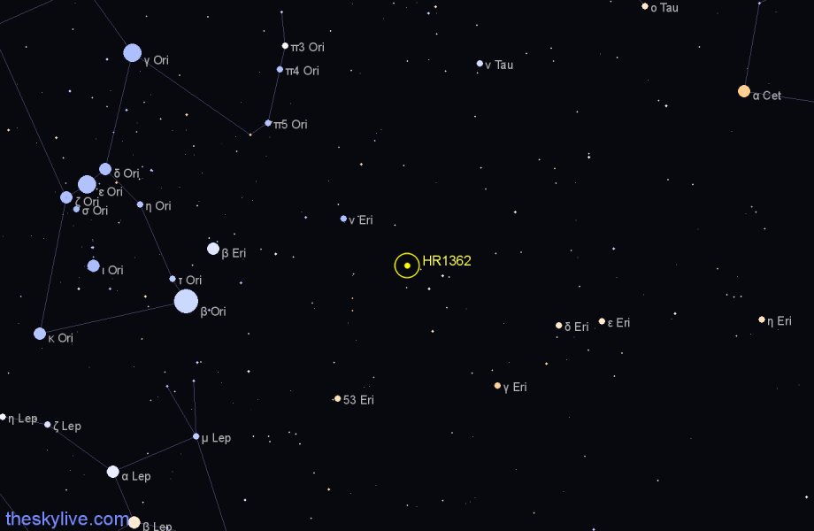 Finder chart HR1362 star
