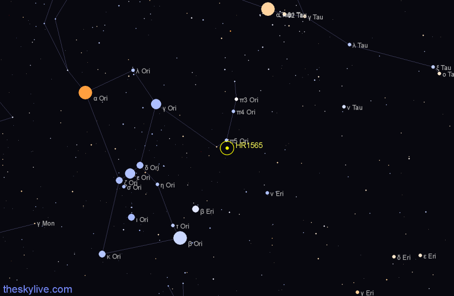 Finder chart HR1565 star