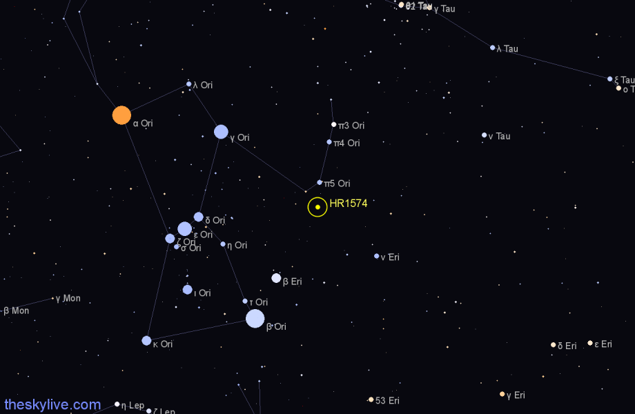 Finder chart HR1574 star