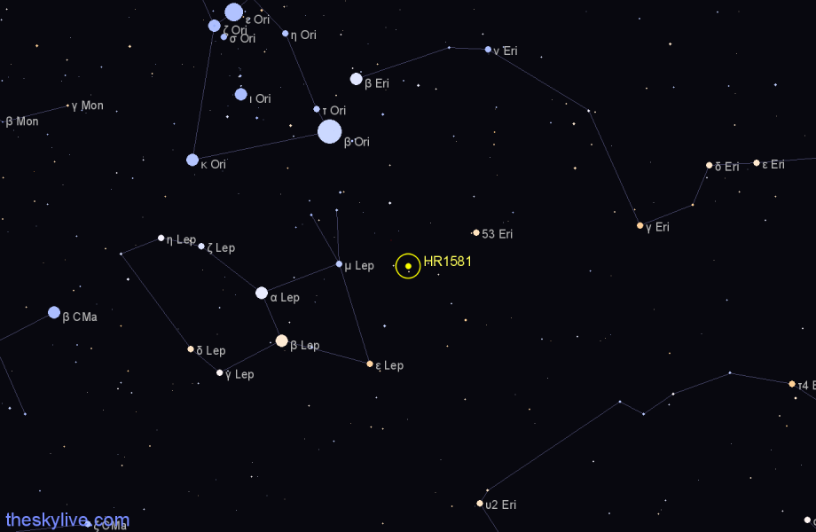 Finder chart HR1581 star