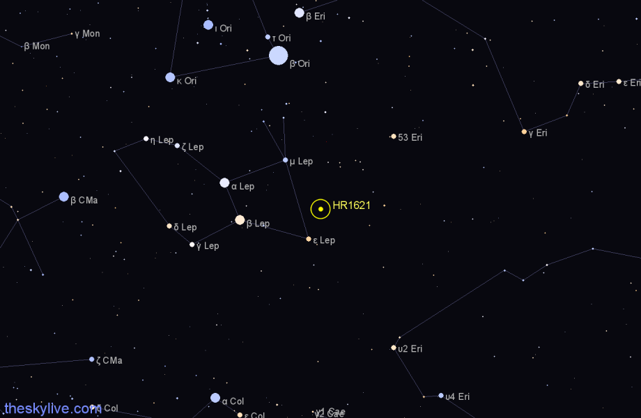 Finder chart HR1621 star