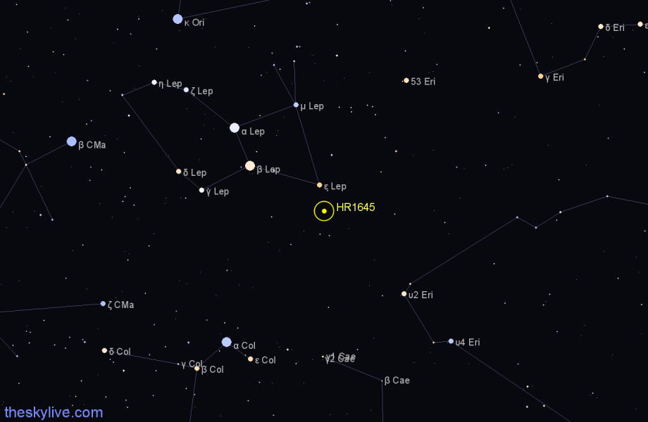 Finder chart HR1645 star