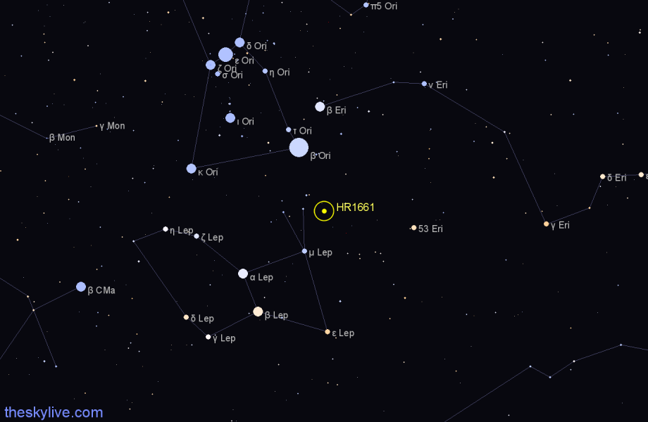 Finder chart HR1661 star