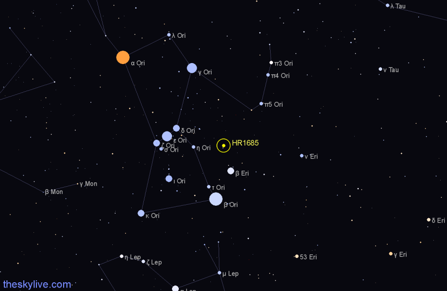 Finder chart HR1685 star