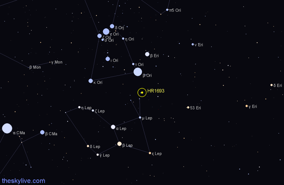 Finder chart HR1693 star