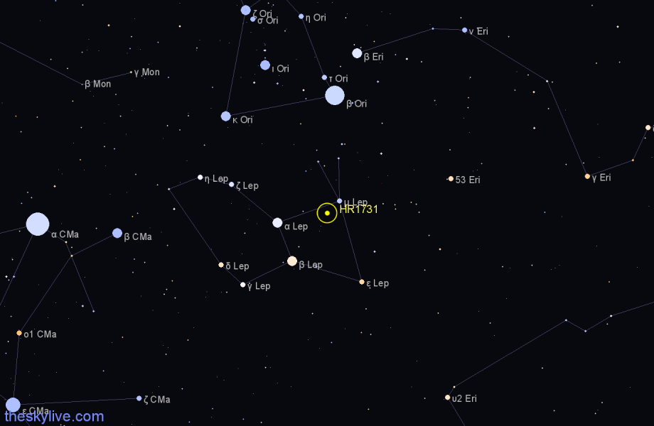 Finder chart HR1731 star
