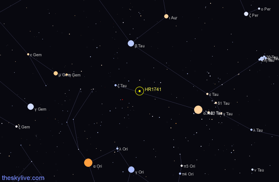 Finder chart HR1741 star
