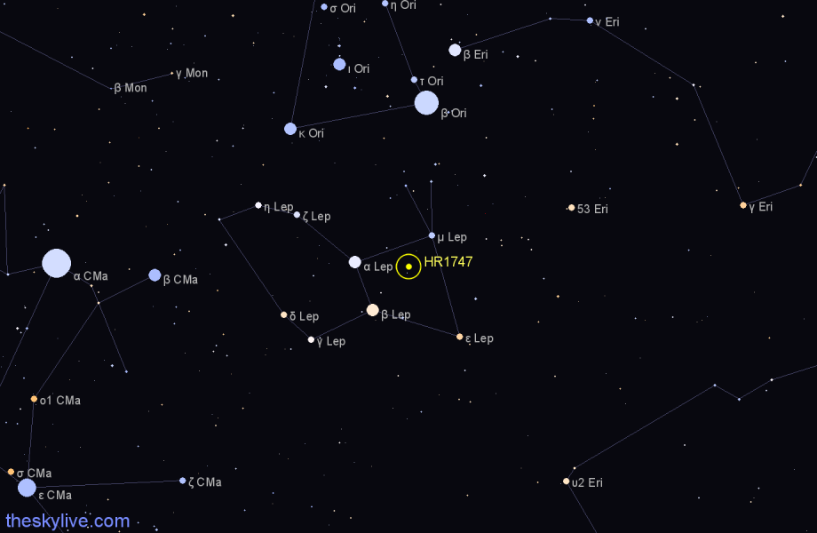 Finder chart HR1747 star