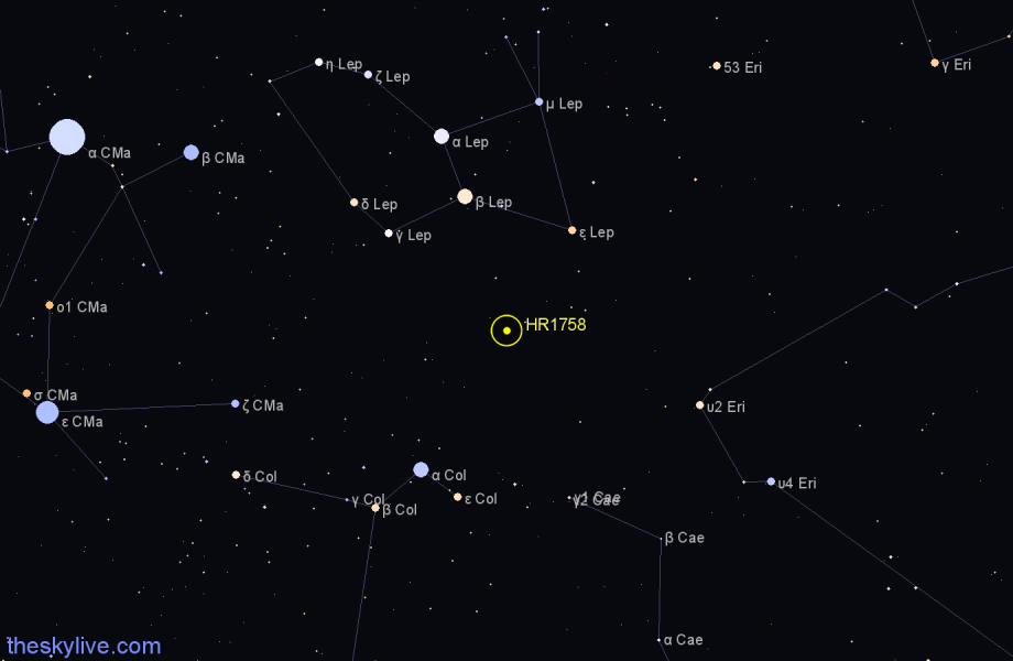 Finder chart HR1758 star