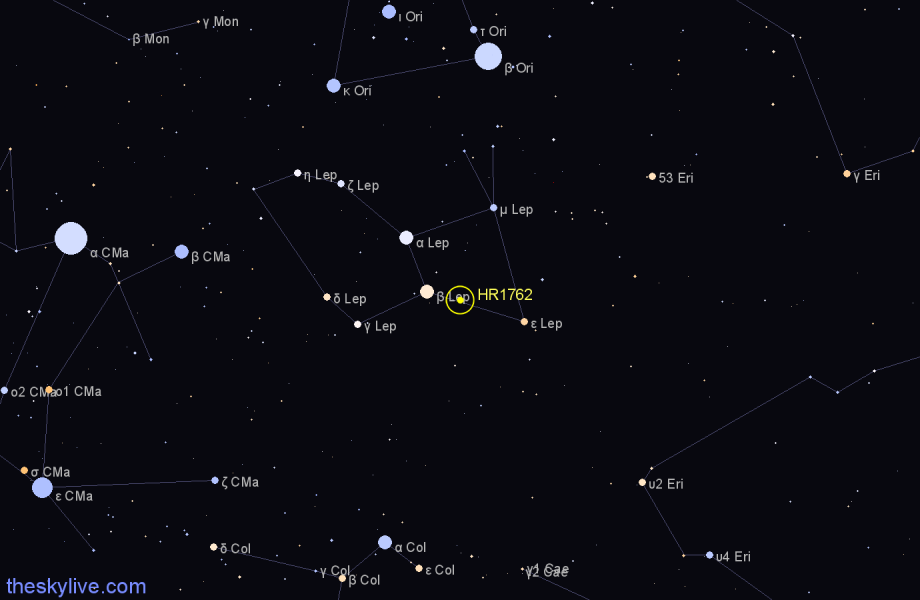 Finder chart HR1762 star