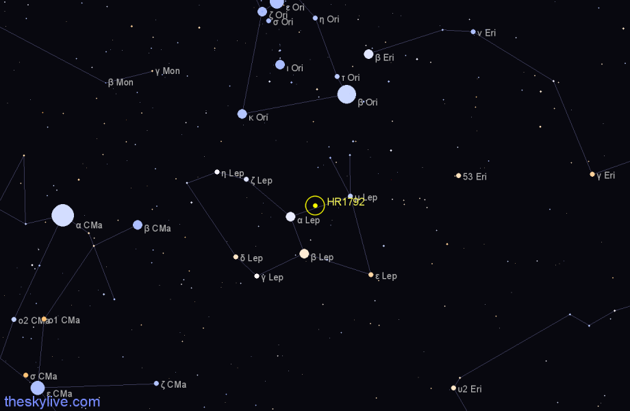 Finder chart HR1792 star