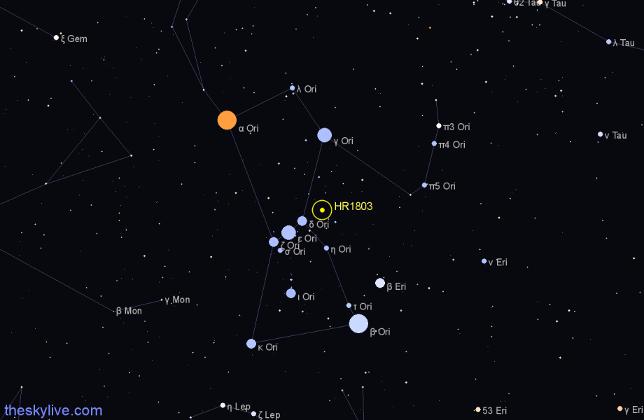 Finder chart HR1803 star