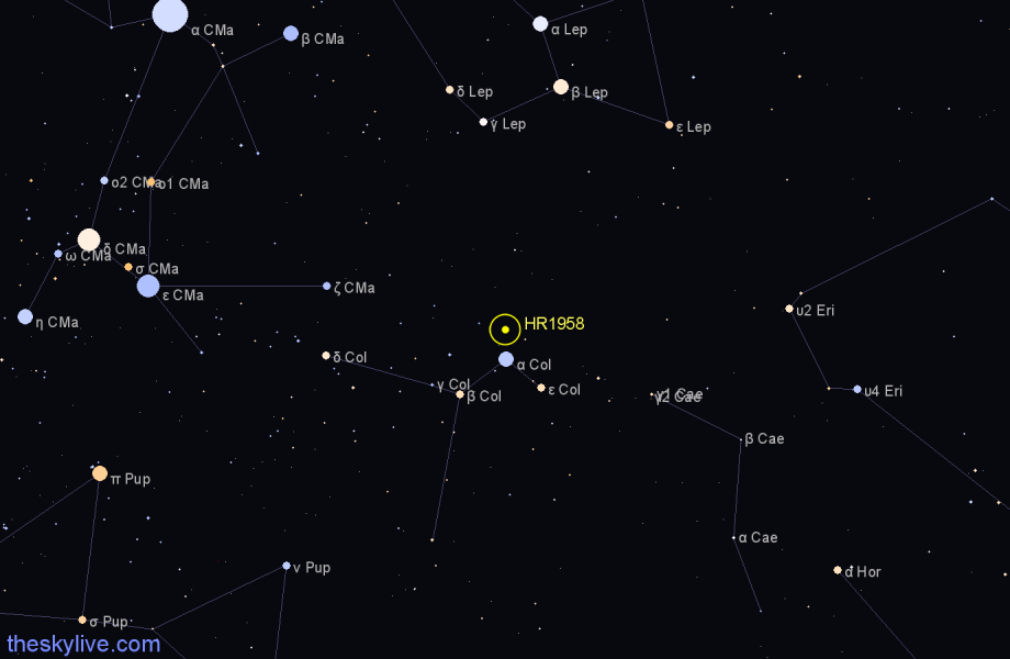 Finder chart HR1958 star