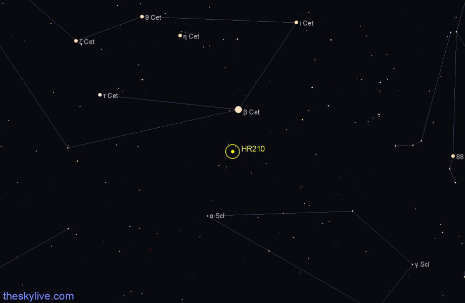 Finder chart HR210 star