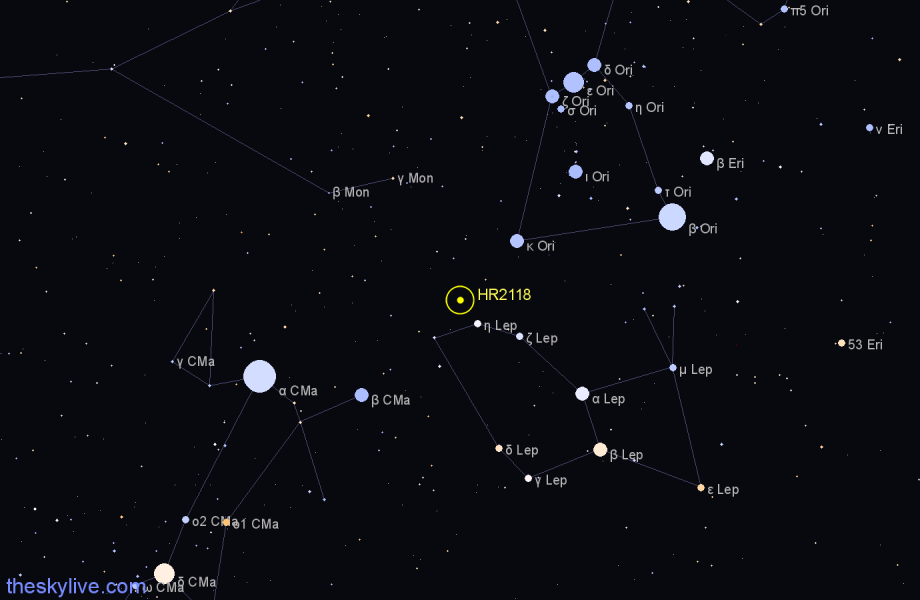 Finder chart HR2118 star