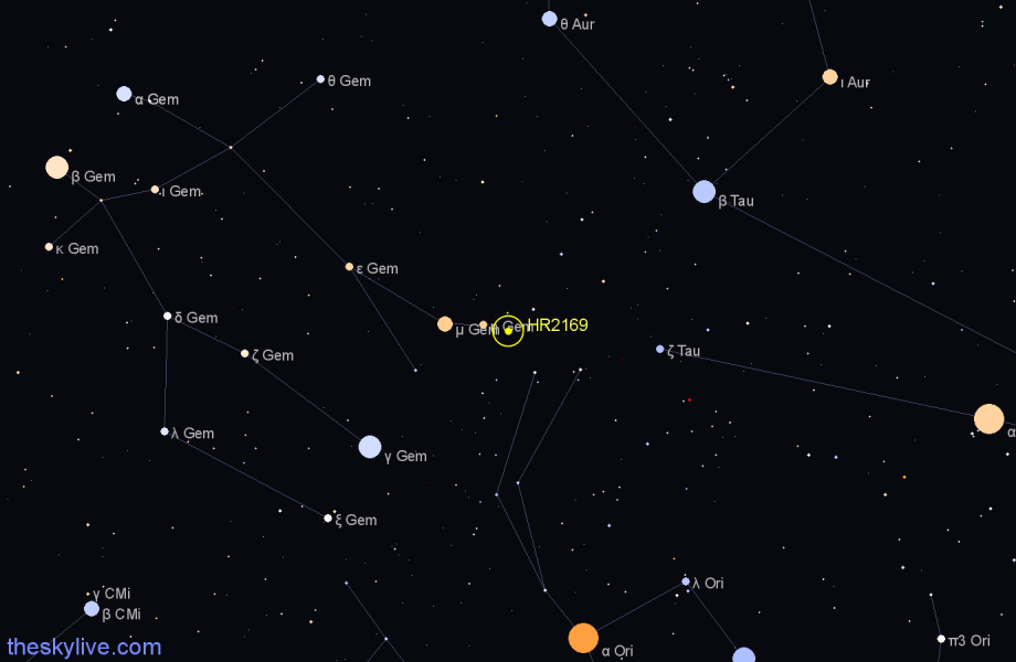 Finder chart HR2169 star