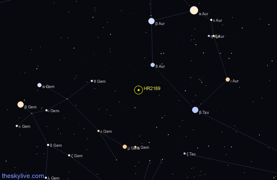 Finder chart HR2189 star