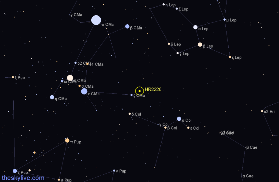 Finder chart HR2226 star
