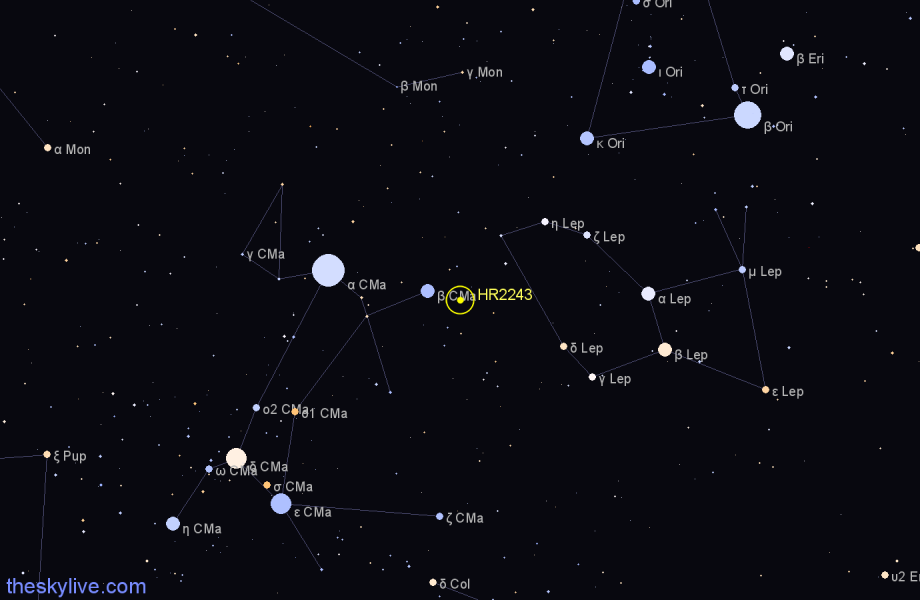 Finder chart HR2243 star