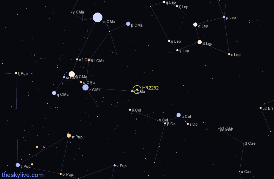 Finder chart HR2252 star