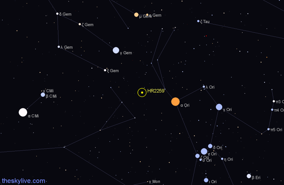 Finder chart HR2259 star