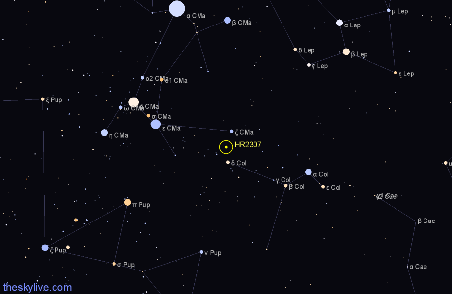 Finder chart HR2307 star
