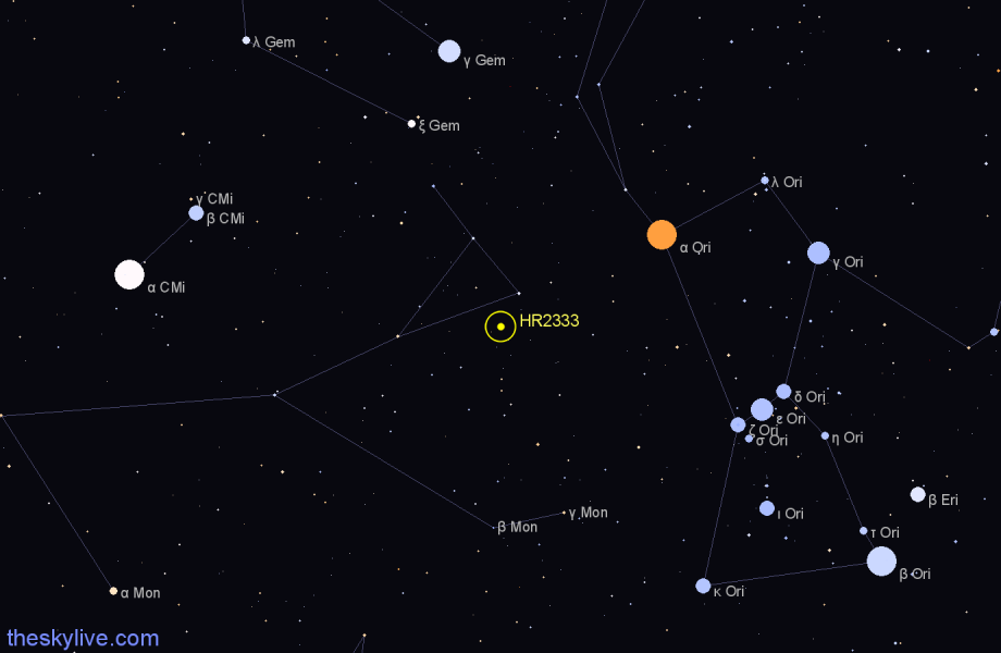 Finder chart HR2333 star