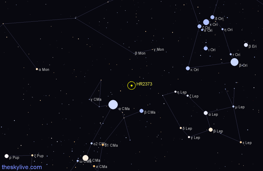 Finder chart HR2373 star