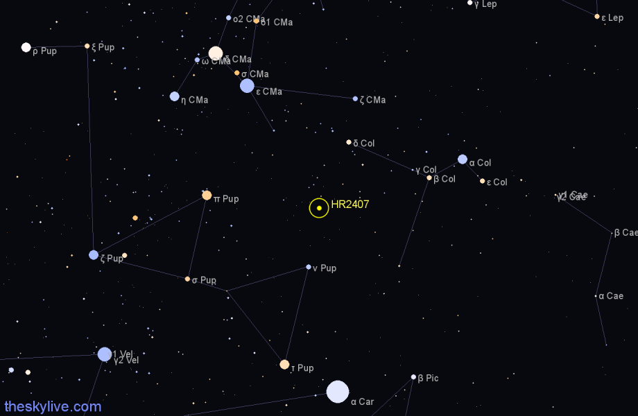 Finder chart HR2407 star
