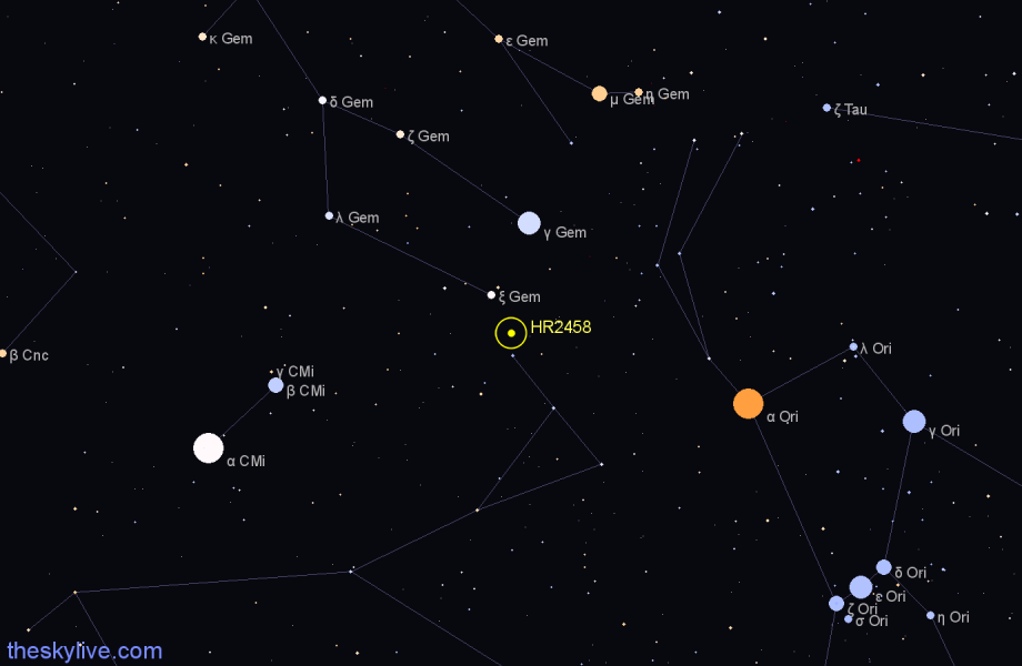 Finder chart HR2458 star
