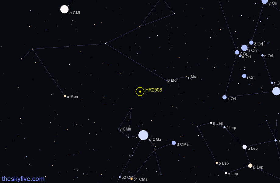 Finder chart HR2508 star