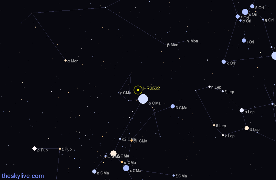 Finder chart HR2522 star