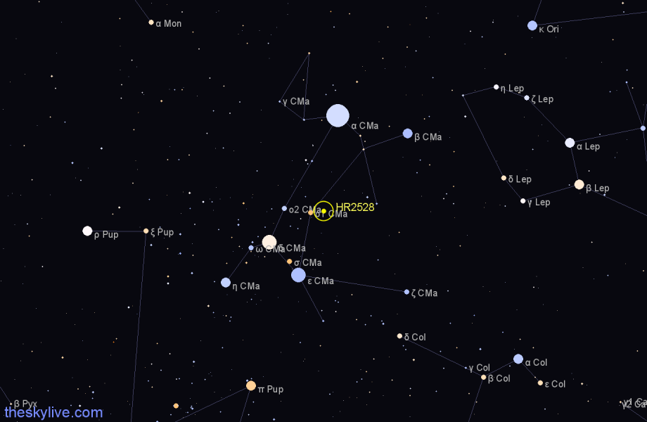 Finder chart HR2528 star