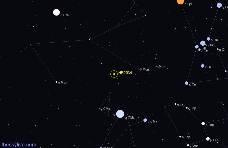 Finder chart HR2534 star
