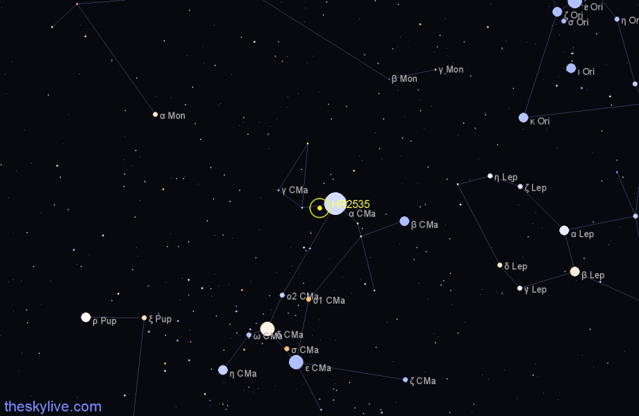 Finder chart HR2535 star