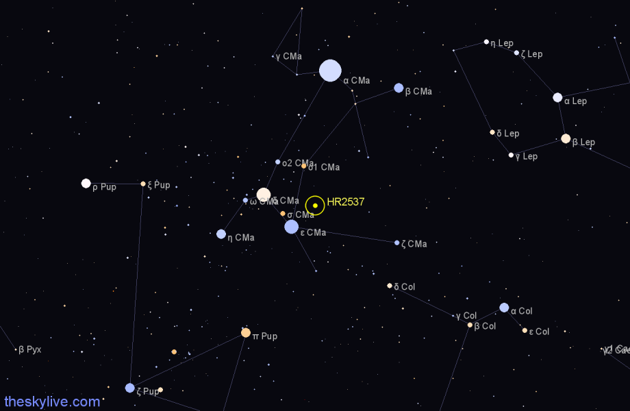 Finder chart HR2537 star