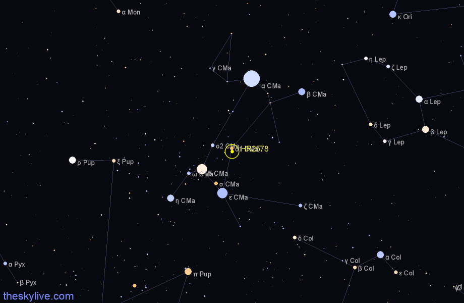 Finder chart HR2578 star