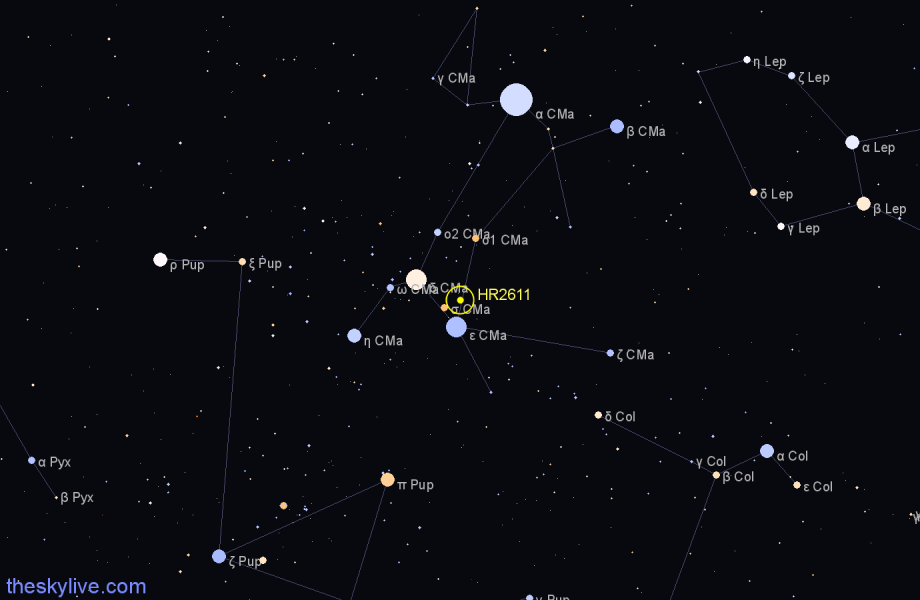 Finder chart HR2611 star