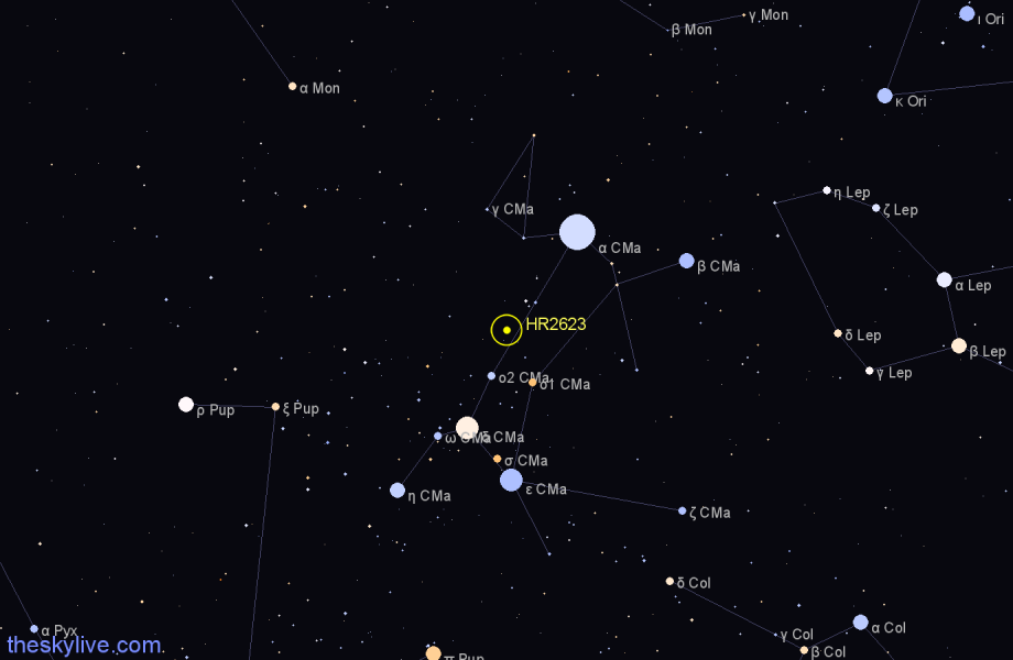 Finder chart HR2623 star
