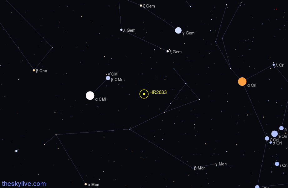 Finder chart HR2633 star