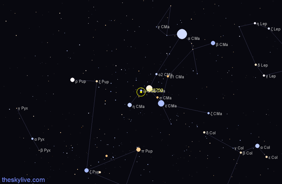 Finder chart HR2750 star