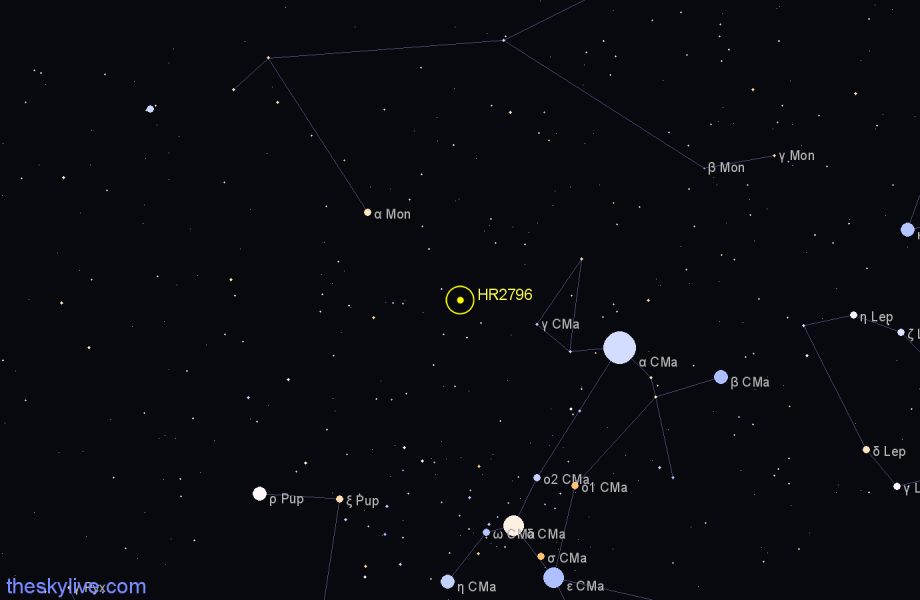 Finder chart HR2796 star