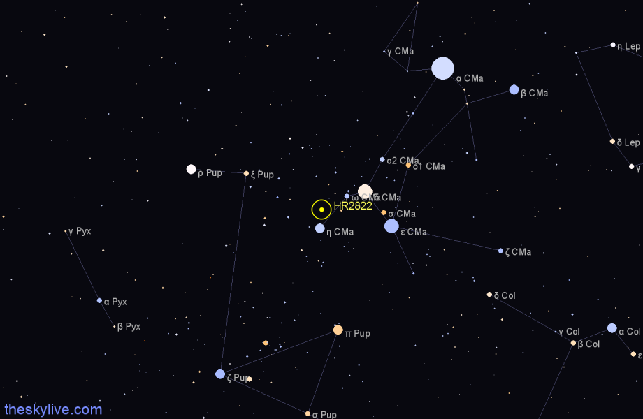 Finder chart HR2822 star