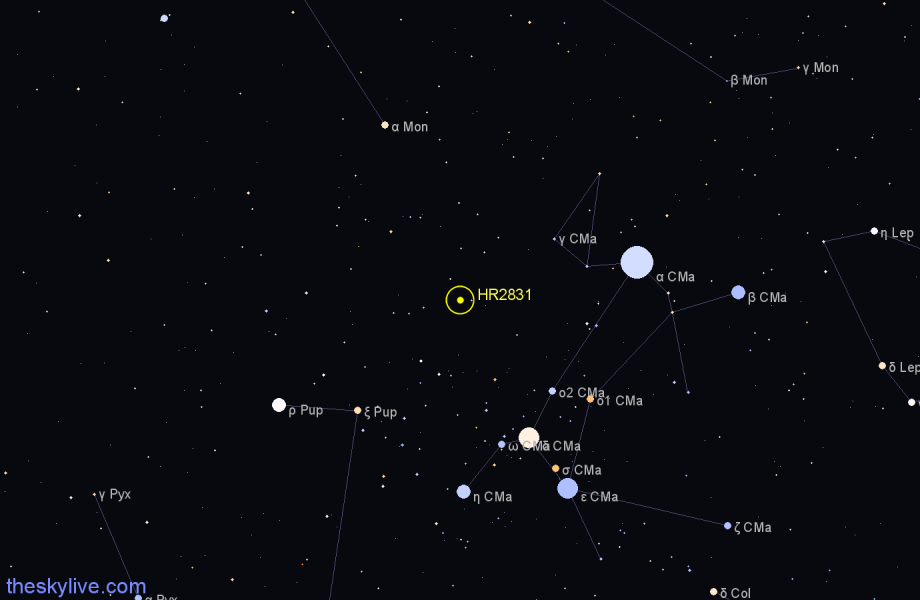 Finder chart HR2831 star