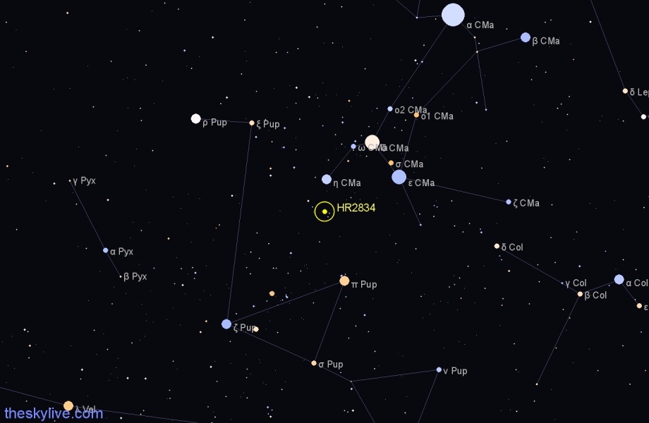 Finder chart HR2834 star